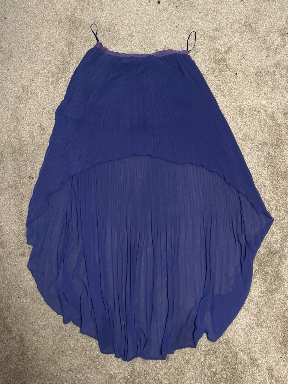 TAE Blue High-Low Pleated Maxi Skirt